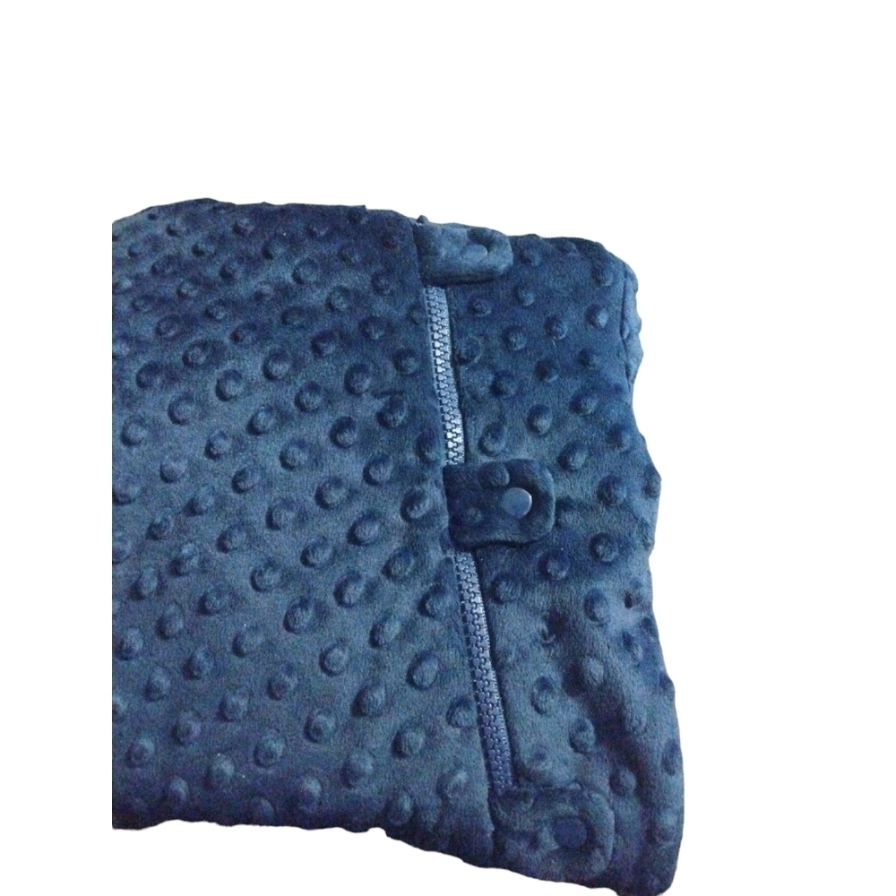 Newborn Bunting Unisex Hooded Navy Minky Dot Car Seat Loop Snap Zip Mitt Cuffs - Picture 3 of 10